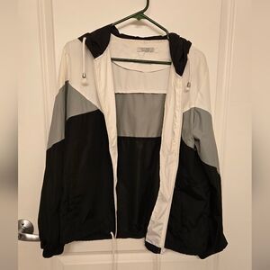 Black and White Colorblock Windbreaker